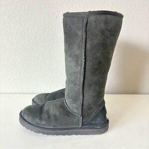 UGG Australia Black Suede Leather Classic Tall Boots Knee High Women’s Size 8